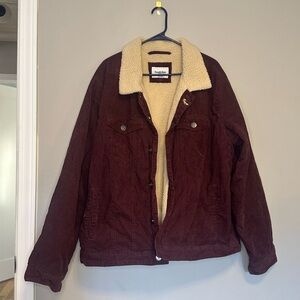 Burgundy Corduroy Jacket with Sherpa Lining